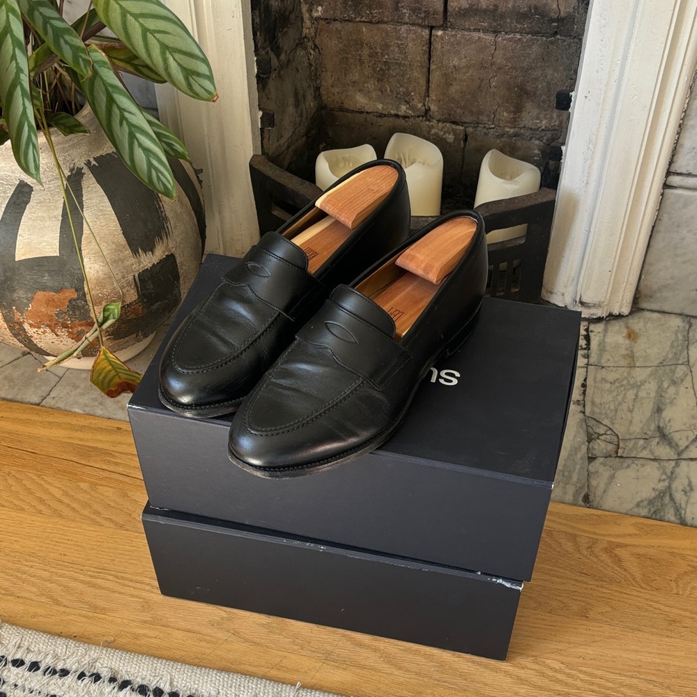 Men's Black Leather Penny Loafers